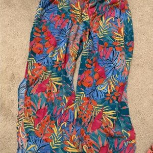 Kona Sol Colorful Tropical Wide Leg Pants
